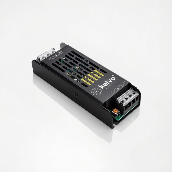 kelvo® ILUMA KLV-107-0006 Slim Τροφοδοτικό/Μετασχηματιστής Class I PELV 60W 5A AC 220-240V σε DC 12V IP20 - Γκρι Ανθρακί Ματ - Μ13.3 x Π4.8 x Υ2.8cm - 5 Χρόνια Εγγύηση