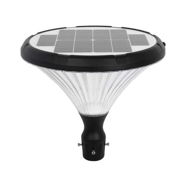 GLOBOSTAR® SQUARE 90503 Φωτιστικό Κεφαλής Post Top Πλατείας/Πάρκου/Κήπου LED 40W 1600lm 120° DC 5V με Ενσωματωμένο Φωτοβολταϊκό Panel 5V 25W & Επαναφορτιζόμενη Μπαταρία Li-ion 3.2V 30000mAh με Αισθητήρα Κίνησης-Ημέρας-Νύχτας Αδιάβροχο IP65 Θερμό Λευκό 270