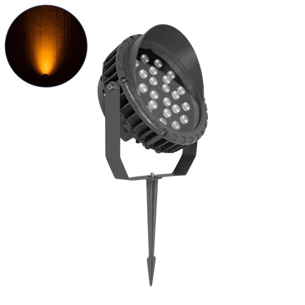 GLOBOSTAR® TREEVINA 999-0268 Φωτιστικό Σποτ με Αντιθαμβωτική Γρίλια για Φυτά - Δέντρα με Βάση Κήπου / Καρφωτό LED 24W 2040lm 10° DC 24V Αδιάβροχο IP65 Ultra Θερμό Λευκό 2200K Dimmable - Bridgelux SMD Chip - Γκρι Ανθρακί - Μ24.5 x Π14 x Υ27cm - 3 Χρόνια Εγ