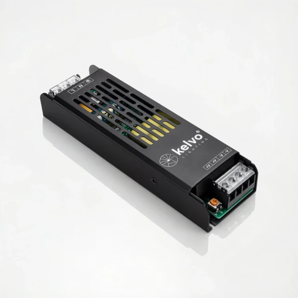 kelvo® ILUMA KLV-107-0007 Slim Τροφοδοτικό/Μετασχηματιστής Class I PELV 100W 8.3A AC 220-240V σε DC 12V IP20 - Γκρι Ανθρακί Ματ - Μ16 x Π4.8 x Υ2.8cm - 5 Χρόνια Εγγύηση