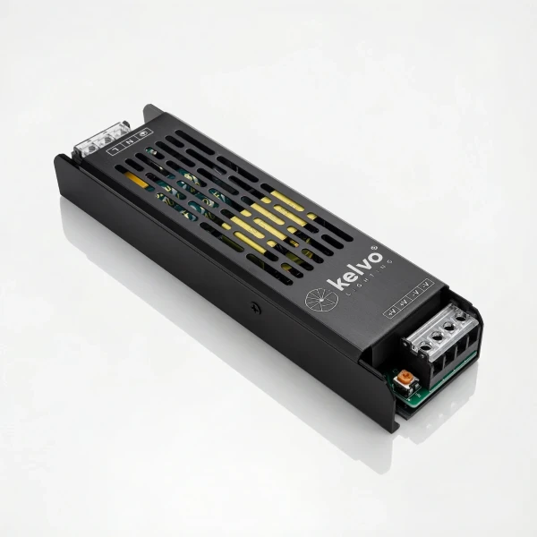 kelvo® ILUMA KLV-107-0008 Slim Τροφοδοτικό/Μετασχηματιστής Class I PELV 150W 12.5A AC 220-240V σε DC 12V IP20 - Γκρι Ανθρακί Ματ - Μ18.1 x Π4.8 x Υ2.8cm - 5 Χρόνια Εγγύηση