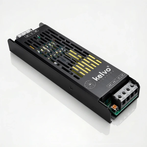 kelvo® ILUMA KLV-107-0010 Slim Τροφοδοτικό/Μετασχηματιστής Class I PELV 300W 25A AC 220-240V σε DC 12V IP20 - Γκρι Ανθρακί Ματ - Μ19.6 x Π5.9 x Υ2.8cm - 5 Χρόνια Εγγύηση