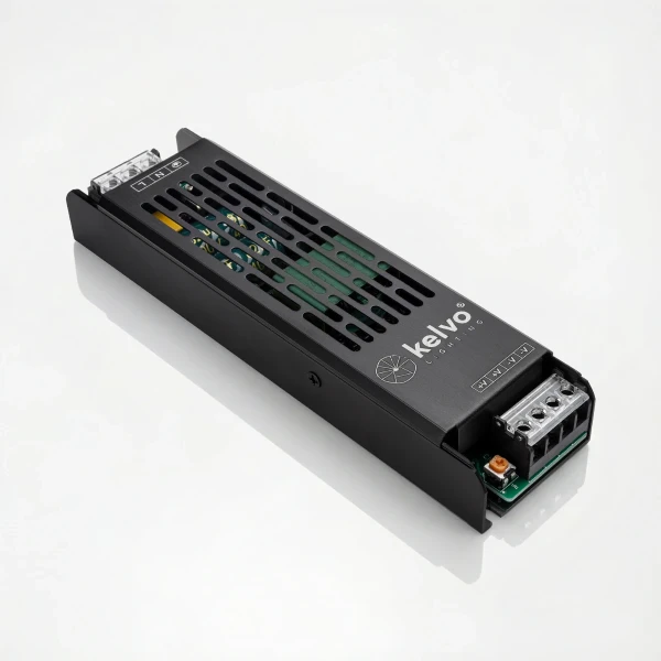 kelvo® ILUMA KLV-107-0014 Slim Τροφοδοτικό/Μετασχηματιστής Class I PELV 150W 6.25A AC 220-240V σε DC 24V IP20 - Γκρι Ανθρακί Ματ - Μ18.1 x Π4.8 x Υ2.8cm - 5 Χρόνια Εγγύηση