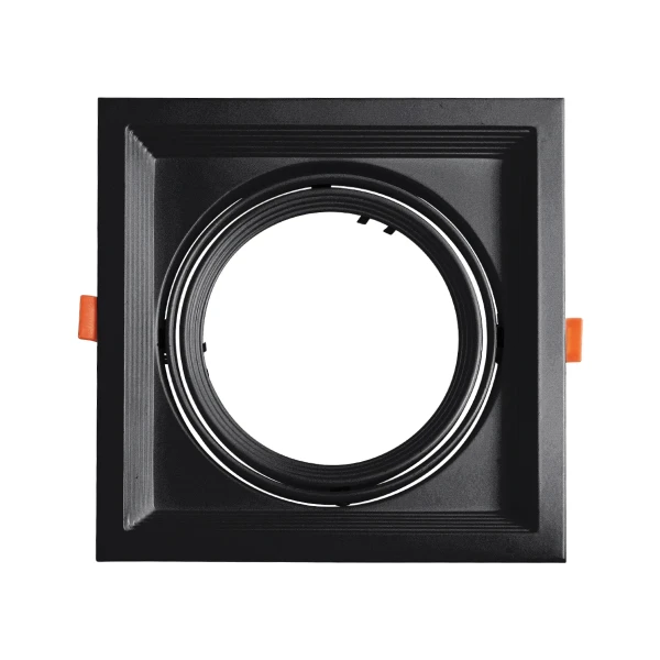 GLOBOSTAR® VITA 77853 Χωνευτή Κινούμενη Βάση για Σποτ AR111 για Ντουί GU10/GU5.3 IP20 - Μαύρο Ματ - Μ18 x Π18 x Υ4.5cm / Q17.5 x 17.5cm