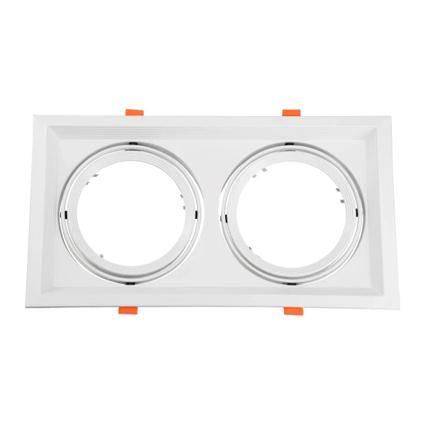 GLOBOSTAR® VITA 77854 Χωνευτή Κινούμενη Βάση για 2 x Σποτ AR111 για Ντουί GU10/GU5.3 IP20 - Λευκό - Μ33.5 x Π18 x Υ5.5cm / Q32.5 x 17cm