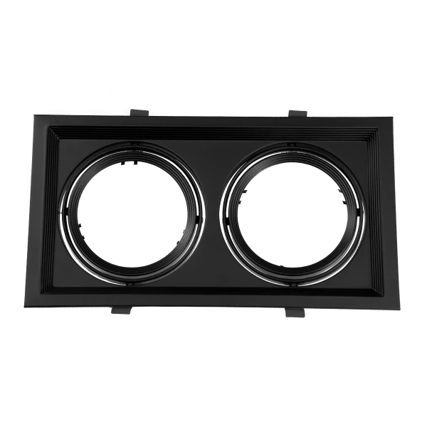 GLOBOSTAR® VITA 77855 Χωνευτή Κινούμενη Βάση για 2 x Σποτ AR111 για Ντουί GU10/GU5.3 IP20 - Μαύρο Ματ - Μ33.5 x Π18 x Υ5.5cm / Q32.5 x 17cm