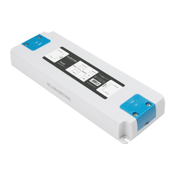 GLOBOSTAR® PLUX GLB-107-0011 Τροφοδοτικό/Μετασχηματιστής Class II SELV 60W 5A AC 220-240V σε DC 12V IP20 - Λευκό Ματ - Μ18.5 x Π6.4 x Υ2.2cm - 3 Χρόνια Εγγύηση