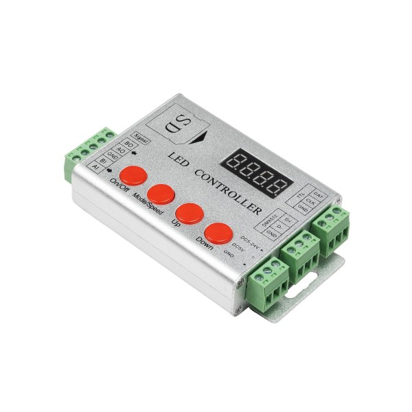 GloboStar® 73444 LED Digital RGB Controller DMX512 & Κάρτα SD για LED Digital RGB Προϊόντα 5v - 12v - 24v  HC03 2048 IC