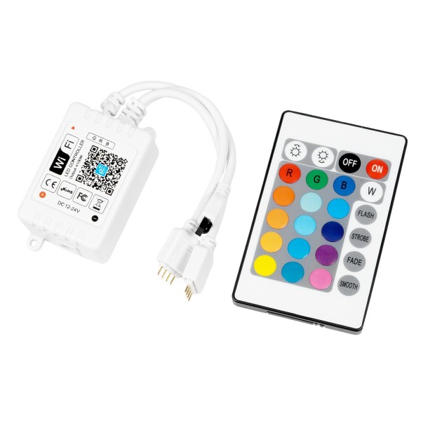 GloboStar® 73411 Ασύρματος Smart Home Wi-Fi LED RGB Controller με 2 Εξόδους RGB και Χειριστήριο IR DC 12V Max 100W - DC 24V Max 200W