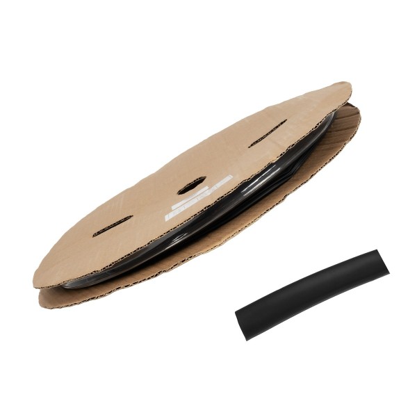 GLOBOSTAR® SHRINKTUBE 79817 Θερμοσυστελλόμενο Μακαρόνι Στεγανοποίησης για Neon Flex LED Αδιάβροχο IP65 - Μαύρο Ματ - Μ10000 x Π0.8 x Υ0.8cm/Π1 x Υ1cm - Ρολό 100 Μέτρων