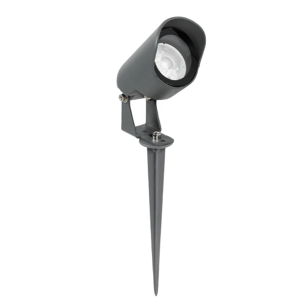 GLOBOSTAR® TREKO GLB-103-0026 Φωτιστικό Σποτ για Φυτά - Δέντρα με Βάση Κήπου / Καρφωτό LED 3W 270lm 5° DC 24V Αδιάβροχο IP65 Θερμό Λευκό 2700K - Sanan SMD Chip - Γκρι Ανθρακί Ματ - Μ6 x Π6 x Υ24cm - 3 Χρόνια Εγγύηση