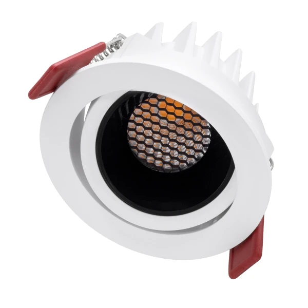 kelvo® LEO KLV-101-0312 Χωνευτό Κινούμενο Φωτιστικό Downlight Σποτ με Honeycomb Anti-Glare Reflector LED 10W 1250lm 38° AC 220-240V IP20 Θερμό Λευκό 2700K - Bridgelux COB Chip & TÜV SÜD Driver - Λευκό & Μαύρο Ματ - Μ8.5 x Π8.5 x Υ6.6cm / Q7.5cm - 5 Χρόνια