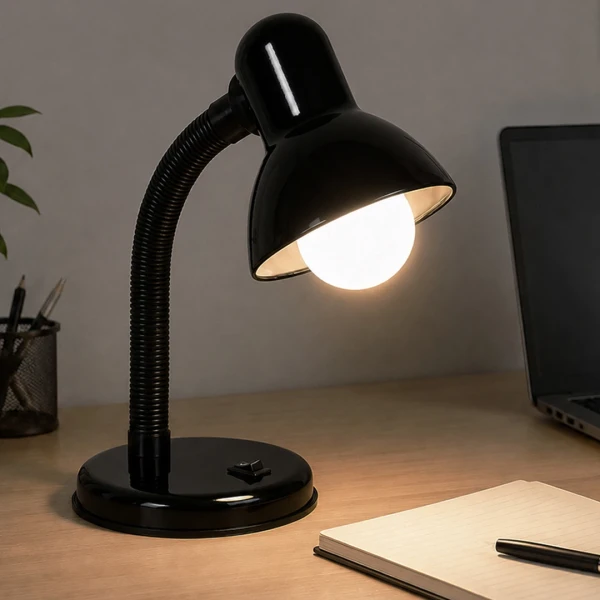 GLOBOSTAR® STUDENT GLB-102-0007 Μοντέρνο Επιτραπέζιο Φωτιστικό Πορτατίφ με Ντουί 1 x E27 AC 220-240V IP20 - Μαύρο - Μ14 x Π14 x Υ32cm