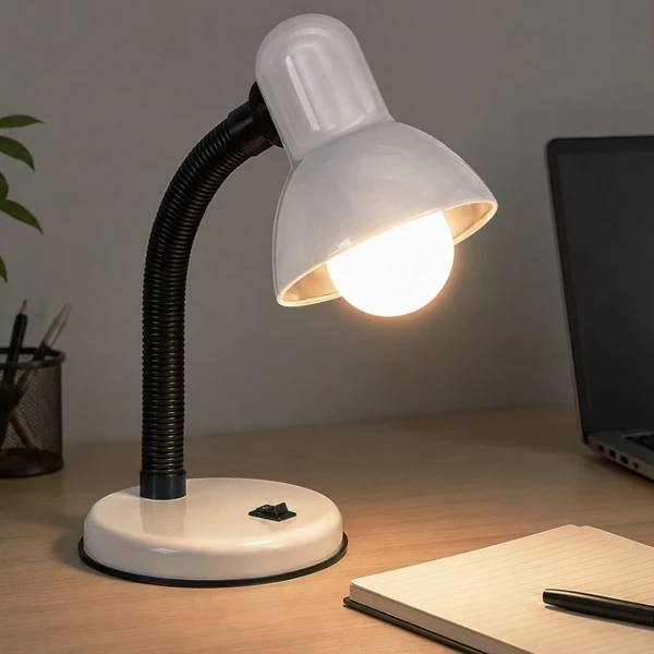 GLOBOSTAR® STUDENT GLB-102-0008 Μοντέρνο Επιτραπέζιο Φωτιστικό Πορτατίφ με Ντουί 1 x E27 AC 220-240V IP20 - Λευκό & Μαύρο - Μ14 x Π14 x Υ32cm