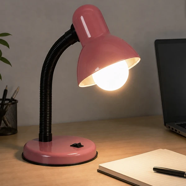 GLOBOSTAR® STUDENT GLB-102-0011 Μοντέρνο Επιτραπέζιο Φωτιστικό Πορτατίφ με Ντουί 1 x E27 AC 220-240V IP20 - Ροζ & Μαύρο - Μ14 x Π14 x Υ32cm