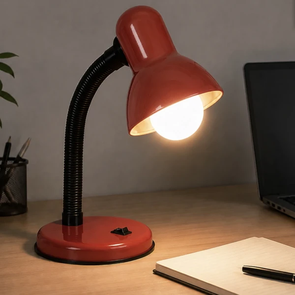 GLOBOSTAR® STUDENT GLB-102-0012 Μοντέρνο Επιτραπέζιο Φωτιστικό Πορτατίφ με Ντουί 1 x E27 AC 220-240V IP20 - Κόκκινο & Μαύρο - Μ14 x Π14 x Υ32cm