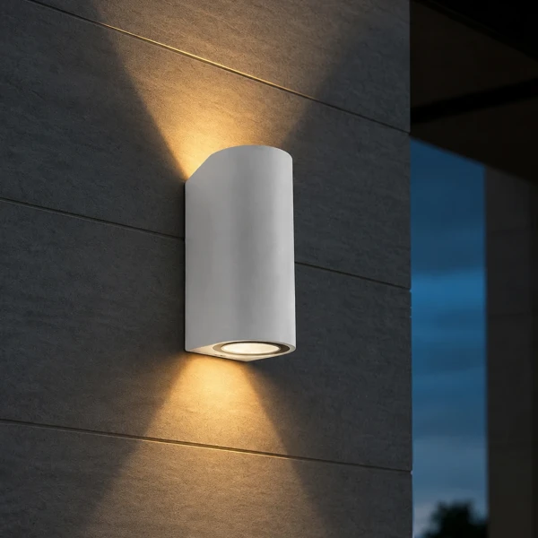 kelvo® MURANO KLV-101-0017 Φωτιστικό Τοίχου / Απλίκα για 2 Λάμπες MR16 με Ντουί GU10 AC 220-240V Αδιάβροχο IP65 - Λευκό Ματ - Μ8 x Π8 x Υ15cm