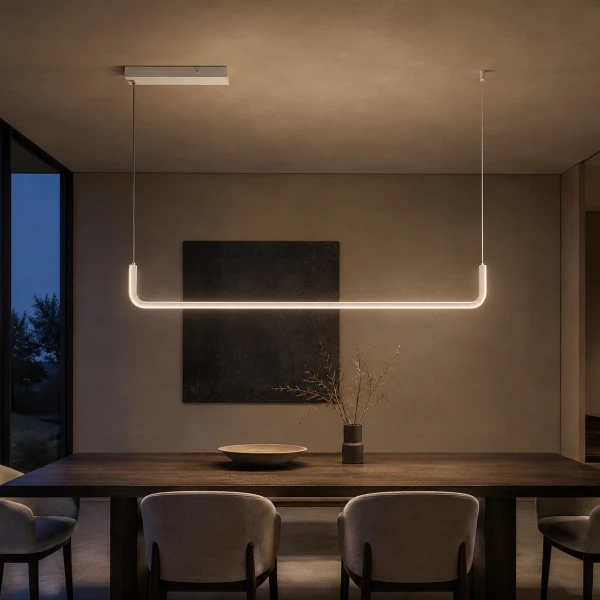 kelvo® LINARIA KLV-101-0256 Κρεμαστό Φωτιστικό Οροφής LED 36W 3600lm 180° AC 220-240V IP20 Ρυθμιζόμενο Λευκό CCT με Χειριστήριο από 2700K έως 6000K Dimmable - Lumileds SMD Chip - Λευκό Ματ - Μ120 x Π2 x Υ12cm - 3 Χρόνια Εγγύηση