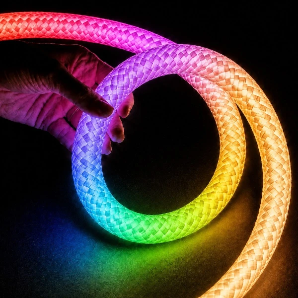 kelvo® GLOWFLEX KLV-101-0518 Ψηφιακή Pixel Addressable Ταινία Neon Flex με Πλεκτή Υφασμάτινη Επένδυση LED 14W/m 840lm/m 360° DC 24V Αδιάβροχο IP65 120 x SMD5054 Chip/m 20 x Pixel/m Πολύχρωμο RGB+WW Dimmable SPI/TTL Protocol IC TM1814 - Sanan SMD Chip - Μ1