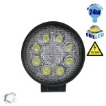 GloboStar® 29999 PRO Series Προβολέας Εργασίας - Working Light για Αυτοκίνητα & Φορτηγά Στρογγυλός 24W 10-30V 3360lm 30° Αδιάβροχος IP65 Ψυχρό Λευκό 6000k