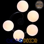 GLOBOSTAR® SELINA 01090 Μοντέρνο Φωτιστικό Οροφής με Ντουί 5 x E27 AC 220-240V IP20 - Μαύρο & Λευκό - Μ63 x Π63 x Υ47cm