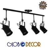 GloboStar® HOLLYWOOD 01156 Vintage Φωτιστικό Οροφής Ράγα Πολύφωτο 4 x E27 IP20 Μαύρο Μέταλλο - Μ13 x Π110 x Υ38cm