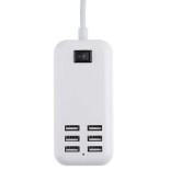 Φορτιστής USB 6 Θέσεων με ON / OFF Διακόπτη 4A 20 Watt 5V DC Λευκός GloboStar 69998