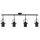 GloboStar® HOLLYWOOD 01156 Vintage Φωτιστικό Οροφής Ράγα Πολύφωτο 4 x E27 IP20 Μαύρο Μέταλλο - Μ13 x Π110 x Υ38cm