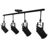 GloboStar® HOLLYWOOD 01156 Vintage Φωτιστικό Οροφής Ράγα Πολύφωτο 4 x E27 IP20 Μαύρο Μέταλλο - Μ13 x Π110 x Υ38cm