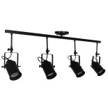 GloboStar® HOLLYWOOD 01156 Vintage Φωτιστικό Οροφής Ράγα Πολύφωτο 4 x E27 IP20 Μαύρο Μέταλλο - Μ13 x Π110 x Υ38cm