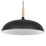 GloboStar® VALLETE BLACK 01258 Μοντέρνο Κρεμαστό Φωτιστικό Οροφής Μονόφωτο 1 x E27 Μαύρο Μεταλλικό Καμπάνα Φ45 x Y27cm