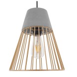 GLOBOSTAR® DURANT 01323 Μοντέρνο Κρεμαστό Φωτιστικό Οροφής με Ντουί 1 x E27 AC 220-240V IP20 - Γκρι & Χρυσό - Μ25 x Π25 x Υ31cm