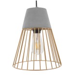 GLOBOSTAR® DURANT 01323 Μοντέρνο Κρεμαστό Φωτιστικό Οροφής με Ντουί 1 x E27 AC 220-240V IP20 - Γκρι & Χρυσό - Μ25 x Π25 x Υ31cm