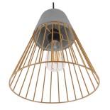 GLOBOSTAR® DURANT 01323 Μοντέρνο Κρεμαστό Φωτιστικό Οροφής με Ντουί 1 x E27 AC 220-240V IP20 - Γκρι & Χρυσό - Μ25 x Π25 x Υ31cm