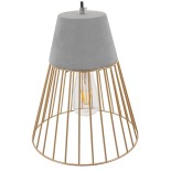 GLOBOSTAR® DURANT 01323 Μοντέρνο Κρεμαστό Φωτιστικό Οροφής με Ντουί 1 x E27 AC 220-240V IP20 - Γκρι & Χρυσό - Μ25 x Π25 x Υ31cm