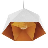 GloboStar® HEXAGON 01378 Μοντέρνο Κρεμαστό Φωτιστικό Καμπάνα Μονόφωτο 1 x E27 IP20 Λευκό & Χρυσό Μέταλλο - Μ46 x Π46 x Y25cm