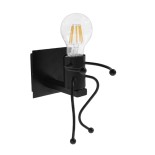 GLOBOSTAR® LITTLEMAN 01388 Μοντέρνο Φωτιστικό Τοίχου - Απλίκα με Ντουί 1 x E27 AC 220-240V IP20 - Μαύρο - Μ12 x Π19 x Υ17cm