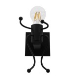 GLOBOSTAR® LITTLEMAN 01388 Μοντέρνο Φωτιστικό Τοίχου - Απλίκα με Ντουί 1 x E27 AC 220-240V IP20 - Μαύρο - Μ12 x Π19 x Υ17cm