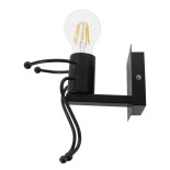 GLOBOSTAR® LITTLEMAN 01388 Μοντέρνο Φωτιστικό Τοίχου - Απλίκα με Ντουί 1 x E27 AC 220-240V IP20 - Μαύρο - Μ12 x Π19 x Υ17cm