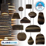 GloboStar® SANTORINI 01295 Boho Κρεμαστό Φωτιστικό Καμπάνα Μονόφωτο 1 x E27 IP20 3D Καφέ Χαρτί - Μ38 x Π38 x Υ30cm