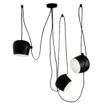 GloboStar® JASPER 01375 Μοντέρνο Κρεμαστό Φωτιστικό Καμπάνα Σετ Τρίφωτο 3 x E27 IP20 Μαύρο & Λευκό Μέταλλο - Μ75 x Π75 x Υ22cm