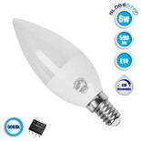 GloboStar® 77456 Λάμπα LED E14 Κεράκι C37 6W 230V 590lm 260° Ψυχρό Λευκό 6000k Dimmable