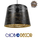 GloboStar® ACCADEMIA 01584 Μοντέρνο Industrial Κρεμαστό Φωτιστικό Οροφής Μονόφωτο 1 x E27 Μεταλλικό Μαύρο - Χρυσό Καμπάνα Φ35 x Υ25cm