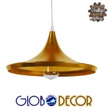GloboStar® SHANGHAI 01545 Μοντέρνο Κρεμαστό Φωτιστικό Καμπάνα Μονόφωτο 1 x E27 IP20 Χρυσό Μέταλλο - Μ37 x Π37 x Υ20cm