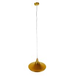 GloboStar® SHANGHAI 01545 Μοντέρνο Κρεμαστό Φωτιστικό Καμπάνα Μονόφωτο 1 x E27 IP20 Χρυσό Μέταλλο - Μ37 x Π37 x Υ20cm