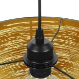 GloboStar® ACCADEMIA 01584 Μοντέρνο Industrial Κρεμαστό Φωτιστικό Οροφής Μονόφωτο 1 x E27 Μεταλλικό Μαύρο - Χρυσό Καμπάνα Φ35 x Υ25cm