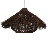 GloboStar® CHEOPE 01600 Boho Κρεμαστό Φωτιστικό Πλέγμα Μονόφωτο 1 x E27 IP20 Καφέ Ξύλο με Καφέ Rattan - Μ50 x Π50 x Y30cm