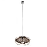 GloboStar® SASSO 01602 Boho Κρεμαστό Φωτιστικό Πλέγμα Μονόφωτο 1 x E27 IP20 Καφέ Ξύλο - Μ50 x Π50 x Y23cm