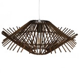 GloboStar® SASSO 01602 Boho Κρεμαστό Φωτιστικό Πλέγμα Μονόφωτο 1 x E27 IP20 Καφέ Ξύλο - Μ50 x Π50 x Y23cm