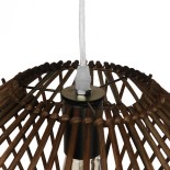 GloboStar® SASSO 01602 Boho Κρεμαστό Φωτιστικό Πλέγμα Μονόφωτο 1 x E27 IP20 Καφέ Ξύλο - Μ50 x Π50 x Y23cm